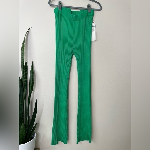 GOOD AMERICAN leggings green ribbed pull on flare pants 2X/3X NWT - Picture 3 of 10